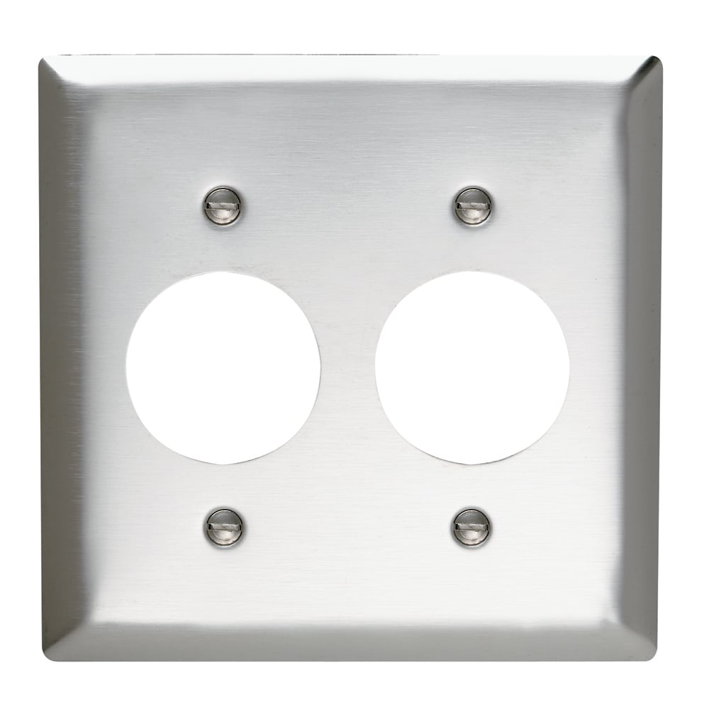 SS72 2-Gang 302/304 Stainless Steel Wall Plate, Single Receptacle Openings