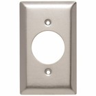 One Gang Power Outlet Receptacle Opening, 1.5938 hole for 1.5625 diameter device - 2 mtg. holes, Smooth Metal.
