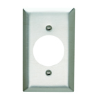One Gang Power Outlet Receptacle Opening, 1.625 hole for 1.5938 diameter device - 2 mtg. holes, Smooth Metal.