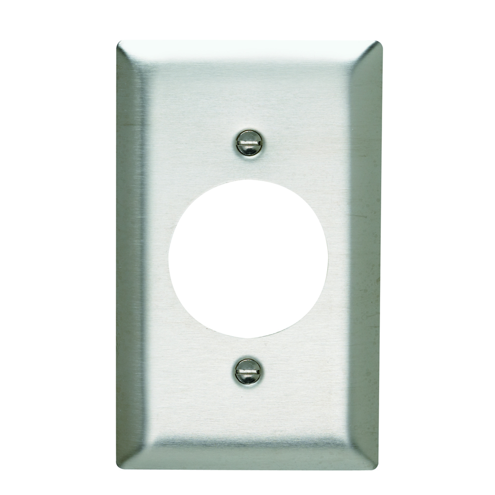 SS721 1-Gang 302/304 Stainless Steel Wall Plate, Power Outlet Receptacle Openings