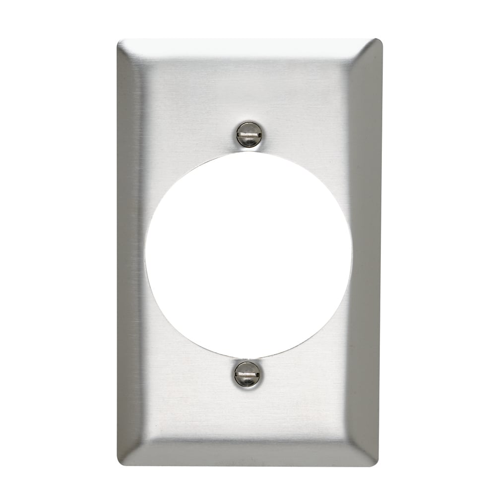 SS723 1-Gang 302/304 Stainless Steel Wall Plate, Power Outlet Receptacle Openings