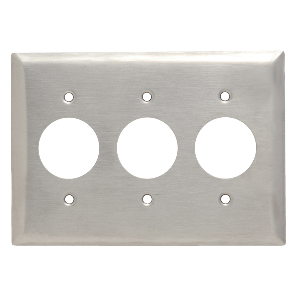 SS73 3-Gang 302/304 Stainless Steel Wall Plate, Single Receptacle Openings