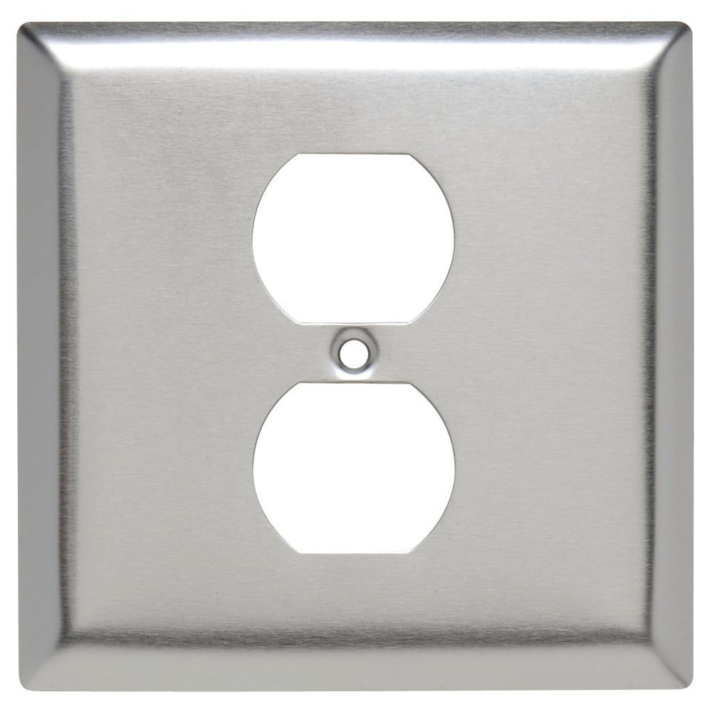 SS748 2-Gang 302/304 Stainless Steel Wall Plate, Duplex Receptacle Opening