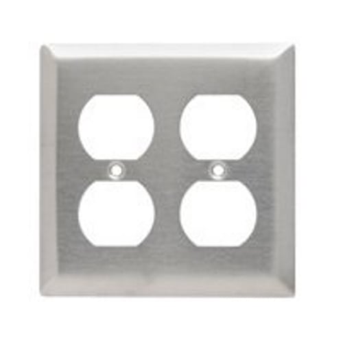 SS82 2-Gang 302/304 Stainless Steel Wall Plate, Duplex Receptacle Openings