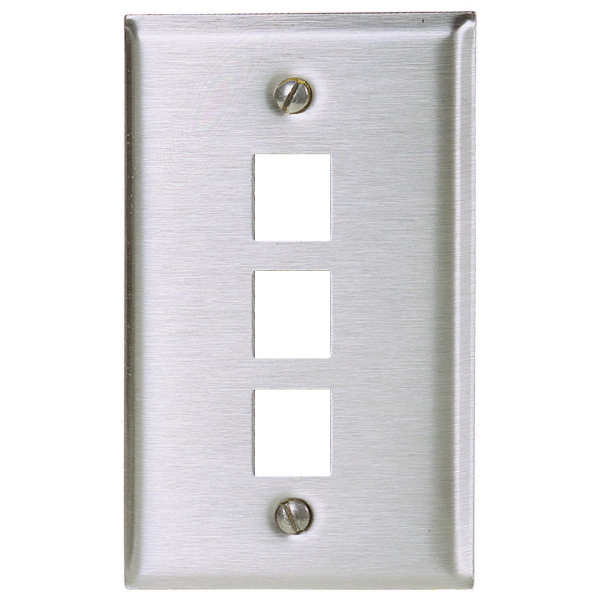 SSF13 Rear Load Standard Stamped Keystone Faceplate, 1 Gang, 3 Ports, Audio/Video/Data/Fiber Module, Fastened Mount, 430 Stainless Steel