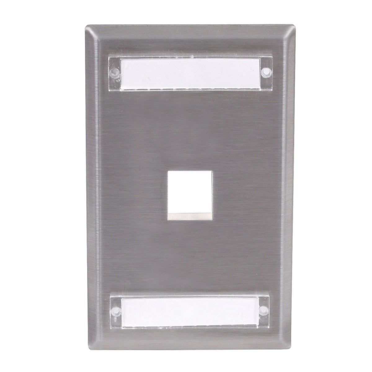 SSFL11 Rear Load Standard Stamped Keystone Faceplate, 1 Gang, 1 Port, Audio/Video/Data/Fiber Module, Fastened Mount, 430 Stainless Steel