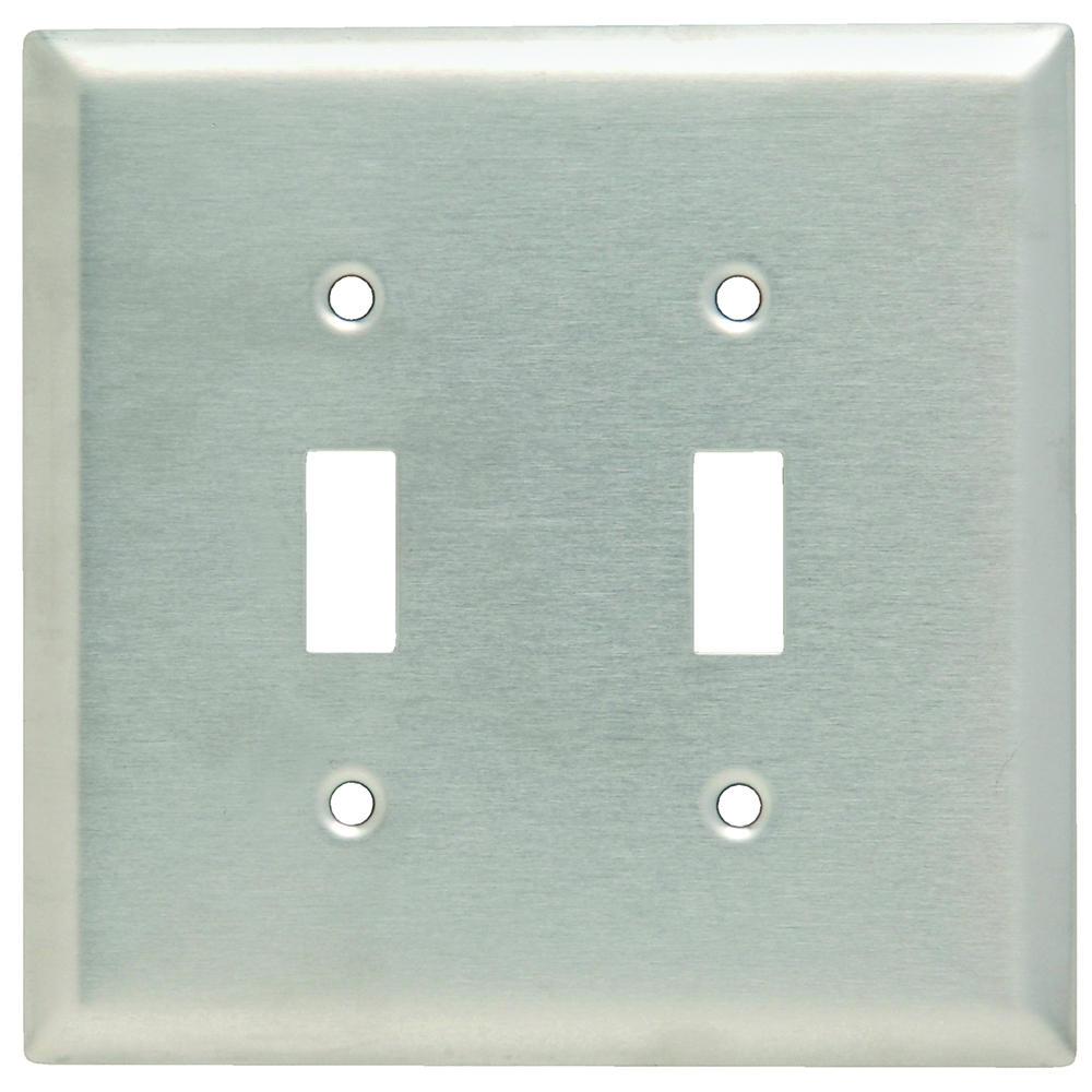 SSJ2 Junior Jumbo 2-Gang 302/304 Stainless Steel Wall Plate, Toggle Switch Openings