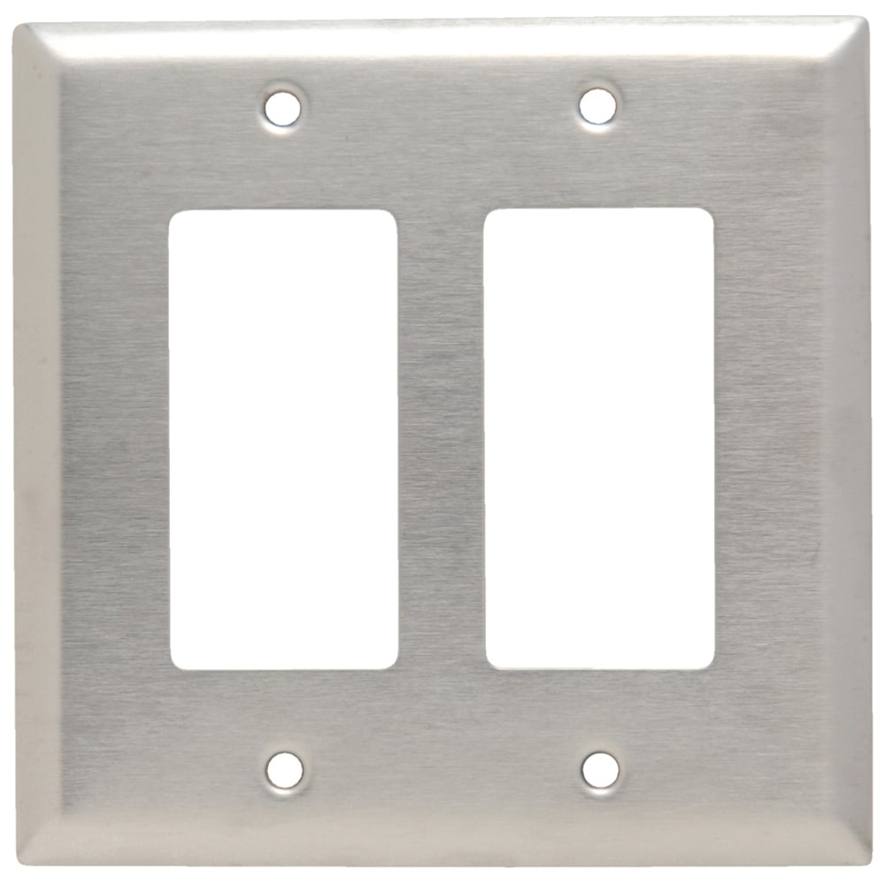 SSJ262 Junior Jumbo 2-Gang 302/304 Stainless Steel Wall Plate, Decorator Openings