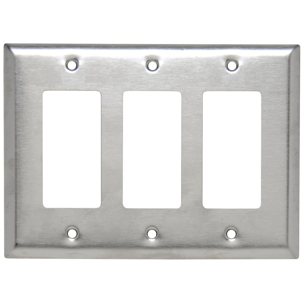 SSJ263 Junior Jumbo 3-Gang 302/304 Stainless Steel Wall Plate, Decorator Openings