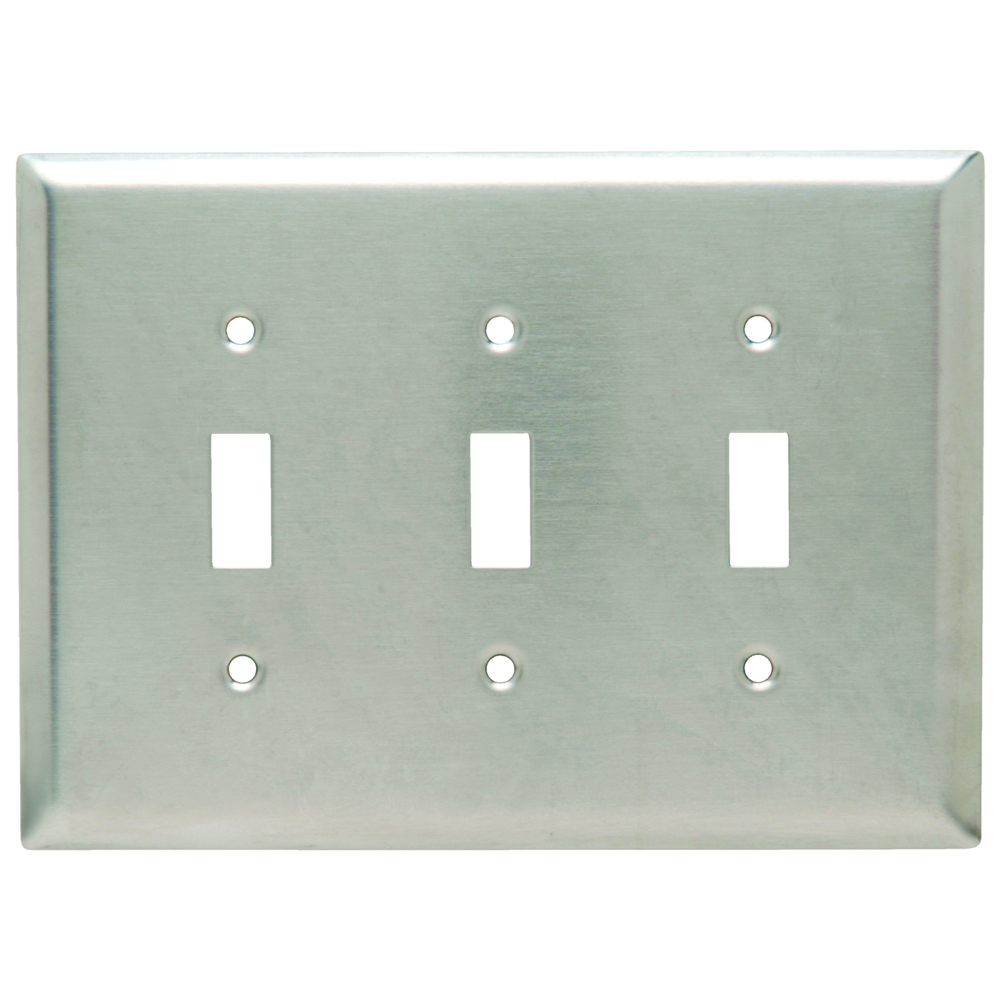 SSJ3 Junior Jumbo 3-Gang 302/304 Stainless Steel Wall Plate, Toggle Switch Openings