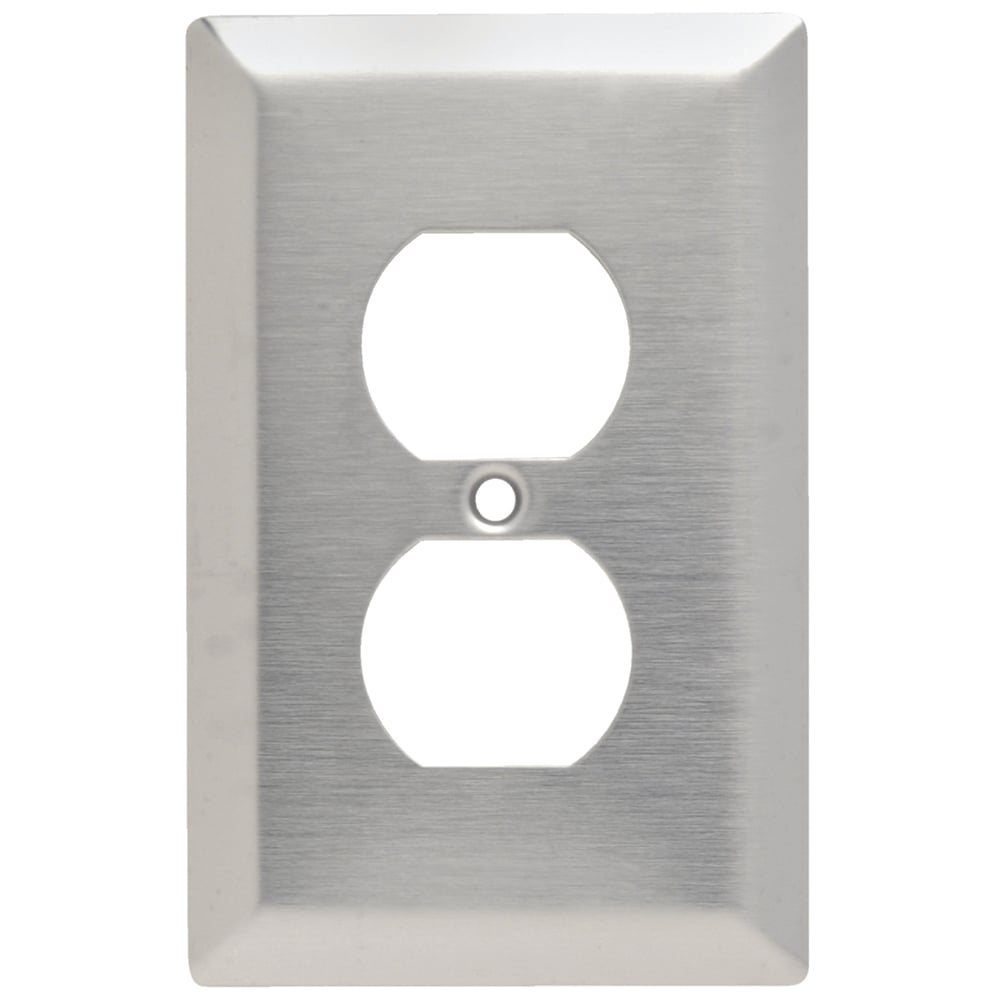 SSJ8 Junior Jumbo 1-Gang 302/304 Stainless Steel Wall Plate, Duplex Receptacle Openings