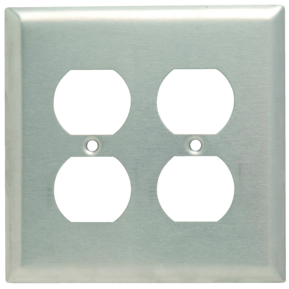 SSJ82 Junior Jumbo 2-Gang 302/304 Stainless Steel Wall Plate, Duplex Receptacle Openings