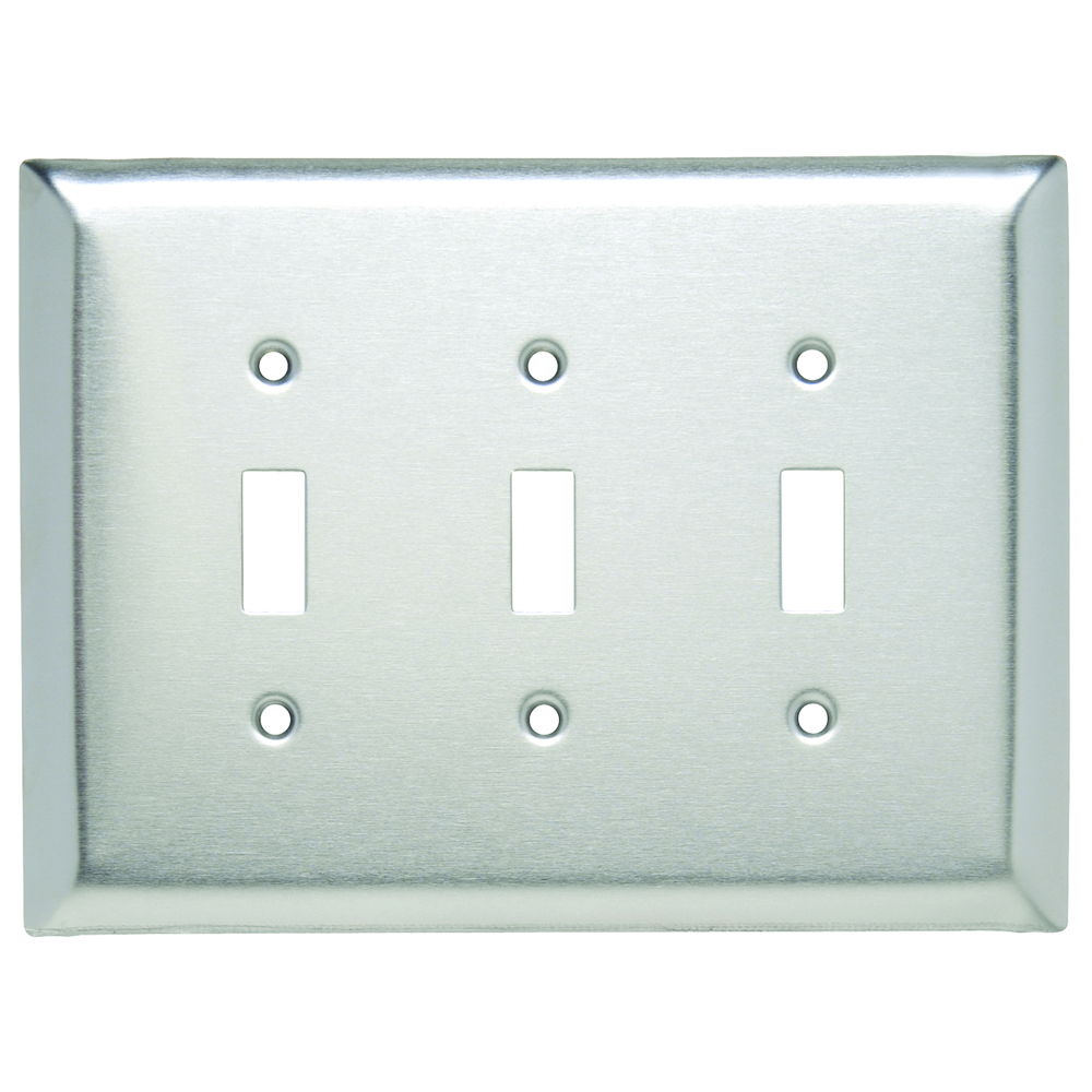 SSO3 Jumbo 3-Gang 302/304 Stainless Steel Wall Plate, Toggle Switch Openings