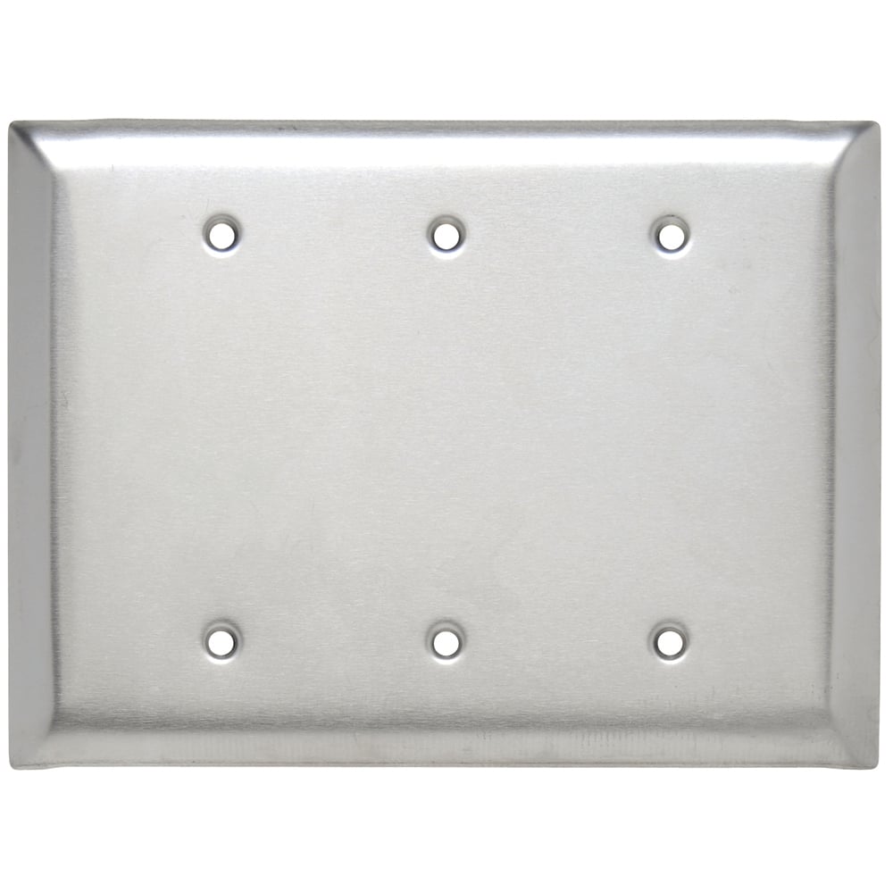 SSO33 Jumbo 3-Gang 302/304 Stainless Steel Wall Plate, Blank, Box Mounted