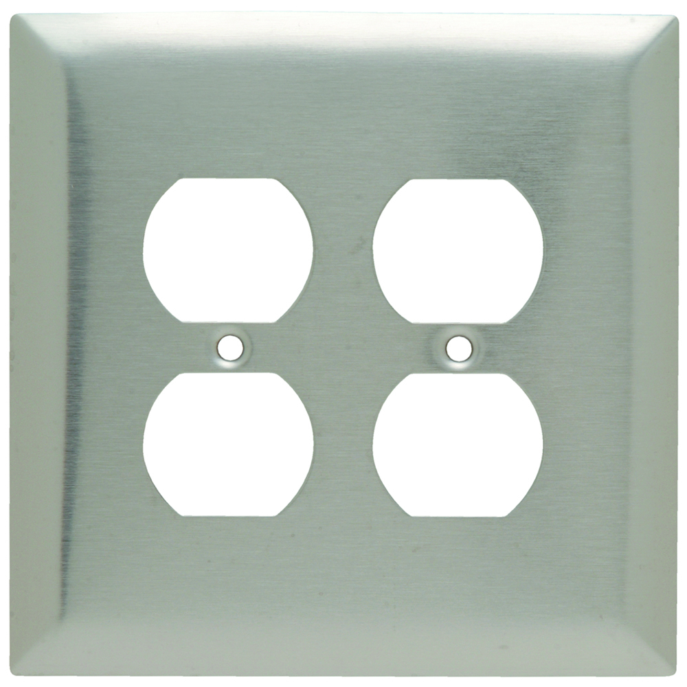 SSO82 Jumbo 2-Gang 302/304 Stainless Steel Wall Plate, Duplex Receptacle Openings