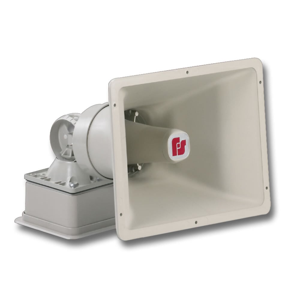 SST3-MV Impact-Resistant Remotely Selectable Electronic Siren, 120/240 VAC, 24 VDC, 0.21/0.12/0.6 A, 3 Tones, 107 to 111 dB Sound, Indoor/Outdoor, Surface Mount, Light Gray