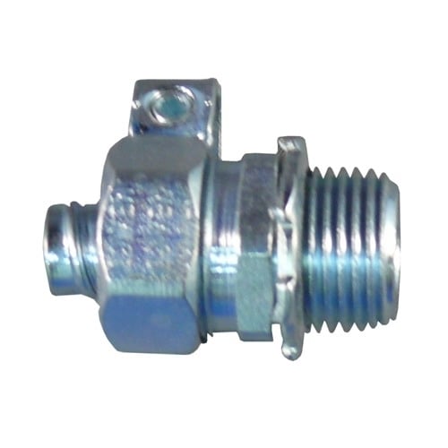 ST-100L Liquid Tight Oiltight Raintight Conduit Connector With Plain Throat, 1 in Trade, 14 to 4 AWG Cable Openings, Straight, Steel, Zinc Electroplated