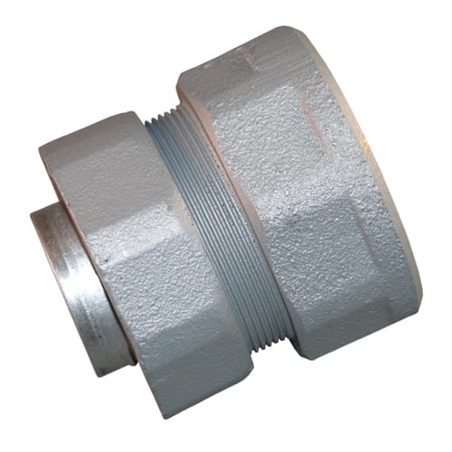 ST-300F Liquid Tight Oiltight Raintight Conduit Connector With Threaded Hub, 3 in Trade, Straight, Malleable Iron, Triple Coated