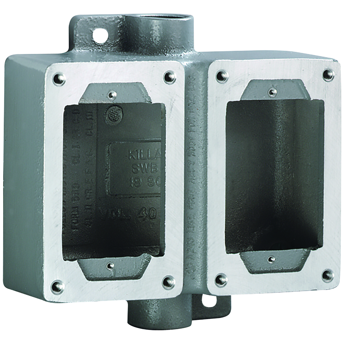 SWB-11 SWB 2-Gang Explosionproof Feed-Through Conduit Device Box, For Use With XCS/XS/XT Cover Assemblies, 3/4 in, Surface Mount, Aluminum, Gray