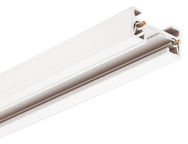 T 12FT WH T Series 1-Circuit Track Section, 12 ft L x 1-3/8 in W x 11/16 in D, Extruded Aluminum/Thermoplastic