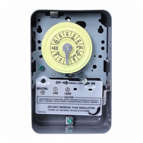 T101 T100 Electro Mechanical Timer Switch, 24 hr Setting, 125 V AC, 5 hp, 1NO 1 Form A SPST Contact, 1 Poles