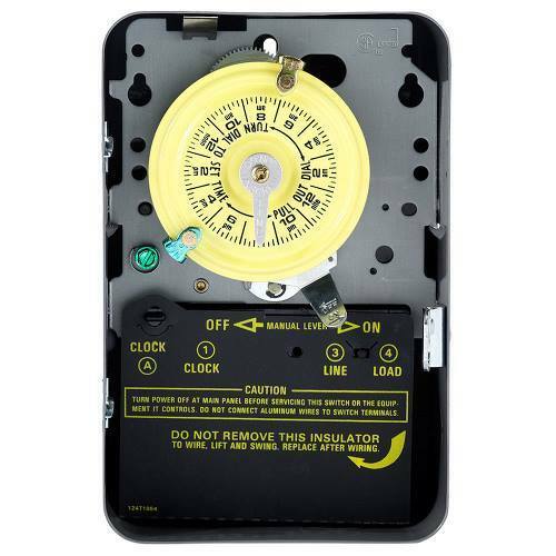 T101B T100 Electro Mechanical Timer Switch, 24 hr Setting, 125 V AC, 5 hp, 1NO 1 Form A SPST Contact, 1 Poles