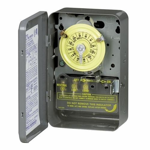 T102 T100 Electromechanical Time Switch, 24 hr Setting, 208 to 277 V AC, 5 hp, 1NO 1 Form A SPST Contact, 1 Poles