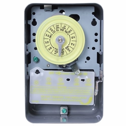 T103 T100 Electro Mechanical Timer Switch, 24 hr Setting, 125 V AC, 5 hp, 2NO 2 Form A DPST Contact, 2 Poles