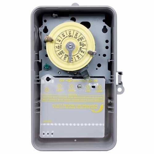 T103P T100 Electro Mechanical Timer Switch, 24 hr Setting, 125 V AC, 5 hp, 2NO 2 Form A DPST Contact, 2 Poles