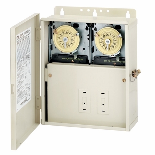 T10404R T10000R Power Center Mechanical Timer Switch, 24 hr Setting, 240 V AC, 5 hp, DPST/DPST Contact, 2 Poles