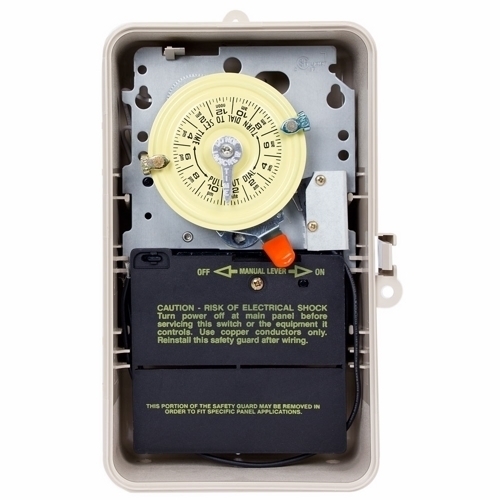 T104P201 T100 Heavy Duty Mechanical Timer Switch, 24 hr Setting, 208 to 277 V AC, 5 hp, 2NO 2 Form A DPST Contact, 2 Poles