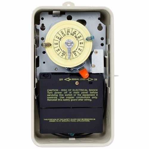 T104R201 T100 Heavy Duty Mechanical Timer Switch, 24 hr Setting, 208 to 277 V AC, 5 hp, 2NO 2 Form A DPST Contact, 2 Poles