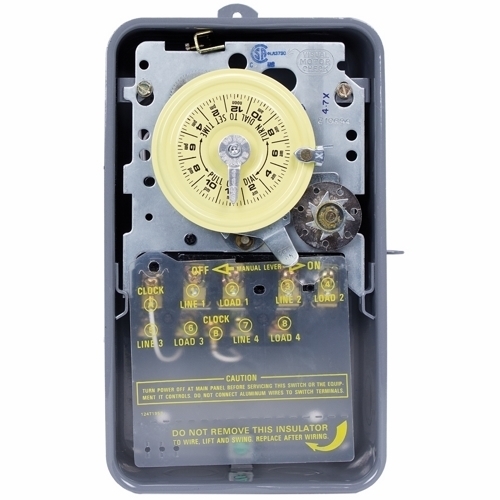 T1472BR T1400 Mechanical Timer Switch, 24 hr Setting, 208 to 277 V AC, 5 hp, 4NO 4 Form A 4PST Contact, 4 Poles