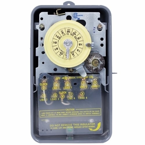 T1475BR T1400 Mechanical Timer Switch, 24 hr Setting, 480 V AC, 5 hp, 4NO 4 Form A 4PST Contact, 4 Poles