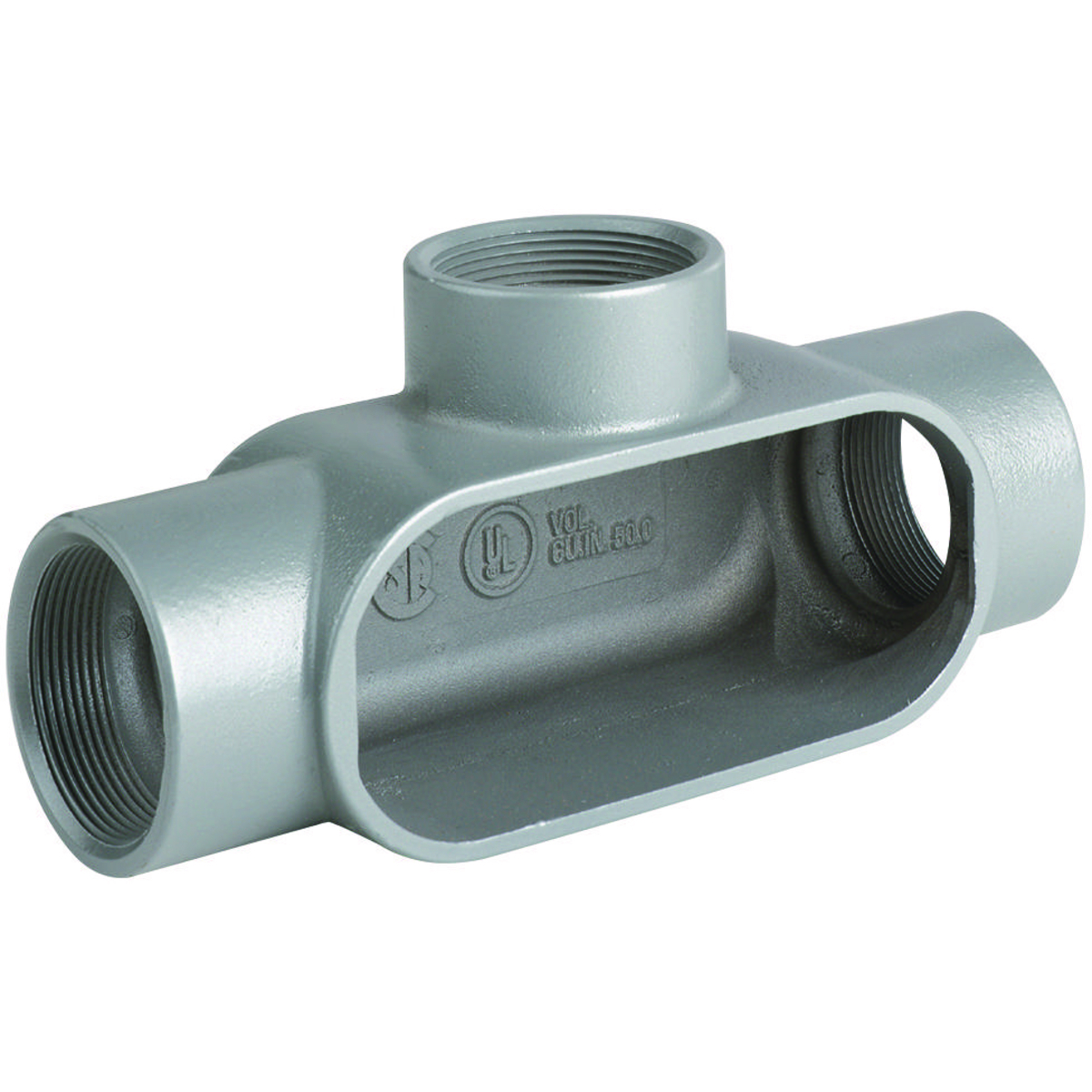 T17 Type T Conduit Body, 1/2 in Hub, 7 Form, 6.2 cu-in Capacity, Iron, Tri-Coated