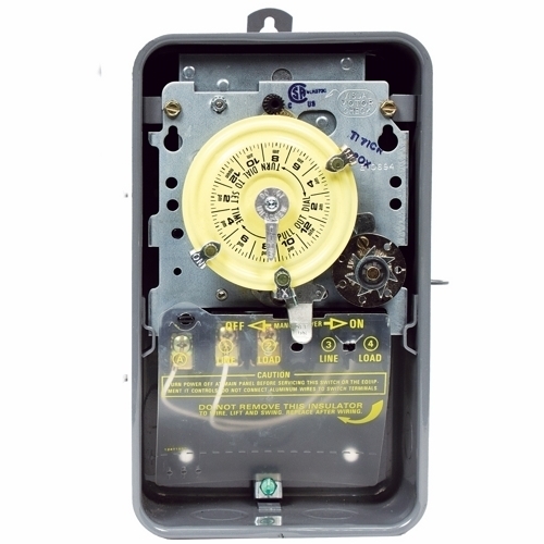 T171CR T170 Mechanical Timer Switch, 24 hr Setting, 125 V AC, 5 hp, 1NO 1 Form A SPST Contact, 1 Poles