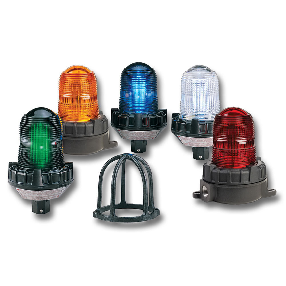 191XL-024B 191XL Flashing Warning Light, 24 V AC/DC, LED Lamp, 5-1/2 in Dia, Surface Mount, Blue Lens
