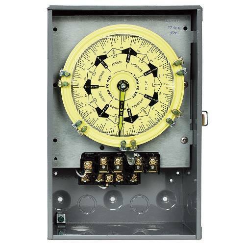 T7401BR T7000B Electro Mechanical Timer Switch, 3-1/2 hr to 7 days Setting, 125 V AC, 10 hp, 4NO 4 Form A 4PST Contact, 4 Poles