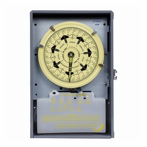 T7402BC T7000B Electro Mechanical Timer Switch With Carry-Over, 3-1/2 hr to 7 days Setting, 208 to 277 V AC, 10 hp, 4NO 4 Form A 4PST Contact, 4 Poles