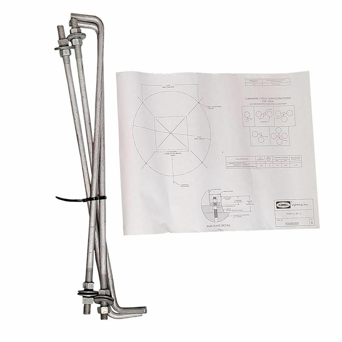 TAB36M38 Anchor Bolt Set, For Use With Spaulding Lighting, 4 in L Thread, Steel