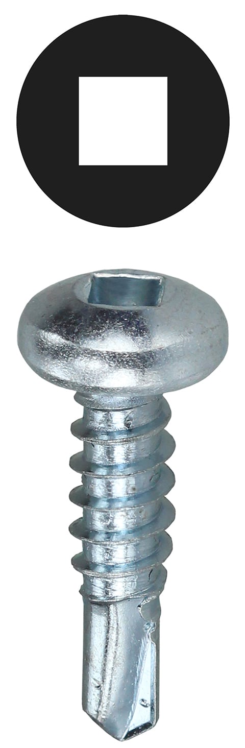 TEKDD10112 Self-Drilling Screw, #10, 1-1/4 in OAL, Pan Head, Square Drive, Steel, Zinc Plated