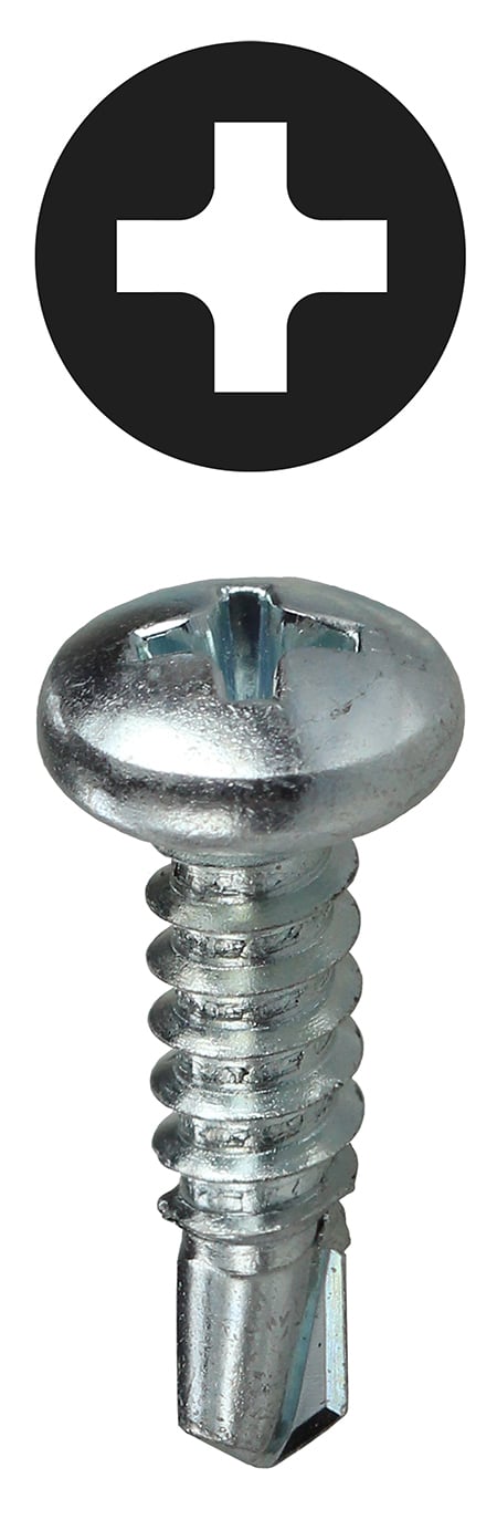 TEKPH1034 Self-Drilling Screw, #10, 3/4 in OAL, Pan Head, Phillips Drive, Steel, Zinc Plated