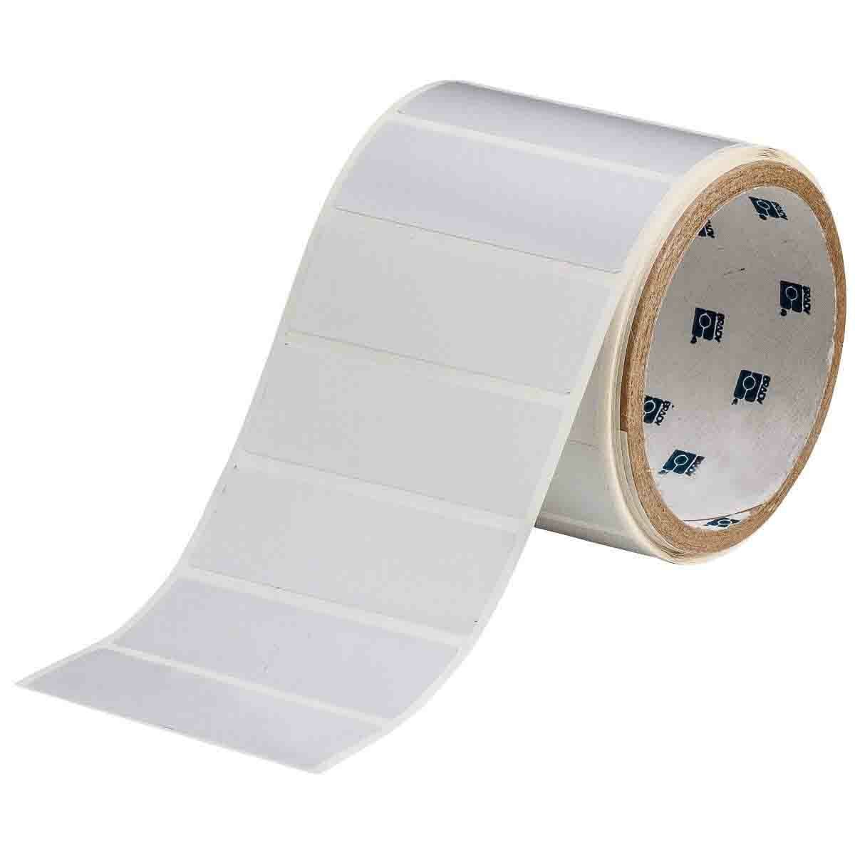 THT-18-484-3 ToughBond Rectangular Thermal Transfer Label, 1 in L x 3 in W, Blank Legend, White, B-484A Polyester
