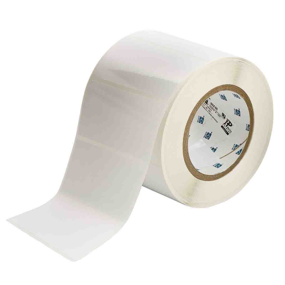 THT-55-484-1 ToughBond Rectangular Thermal Transfer Label, 2 in L x 4 in W, Blank Legend, White, B-484A Polyester