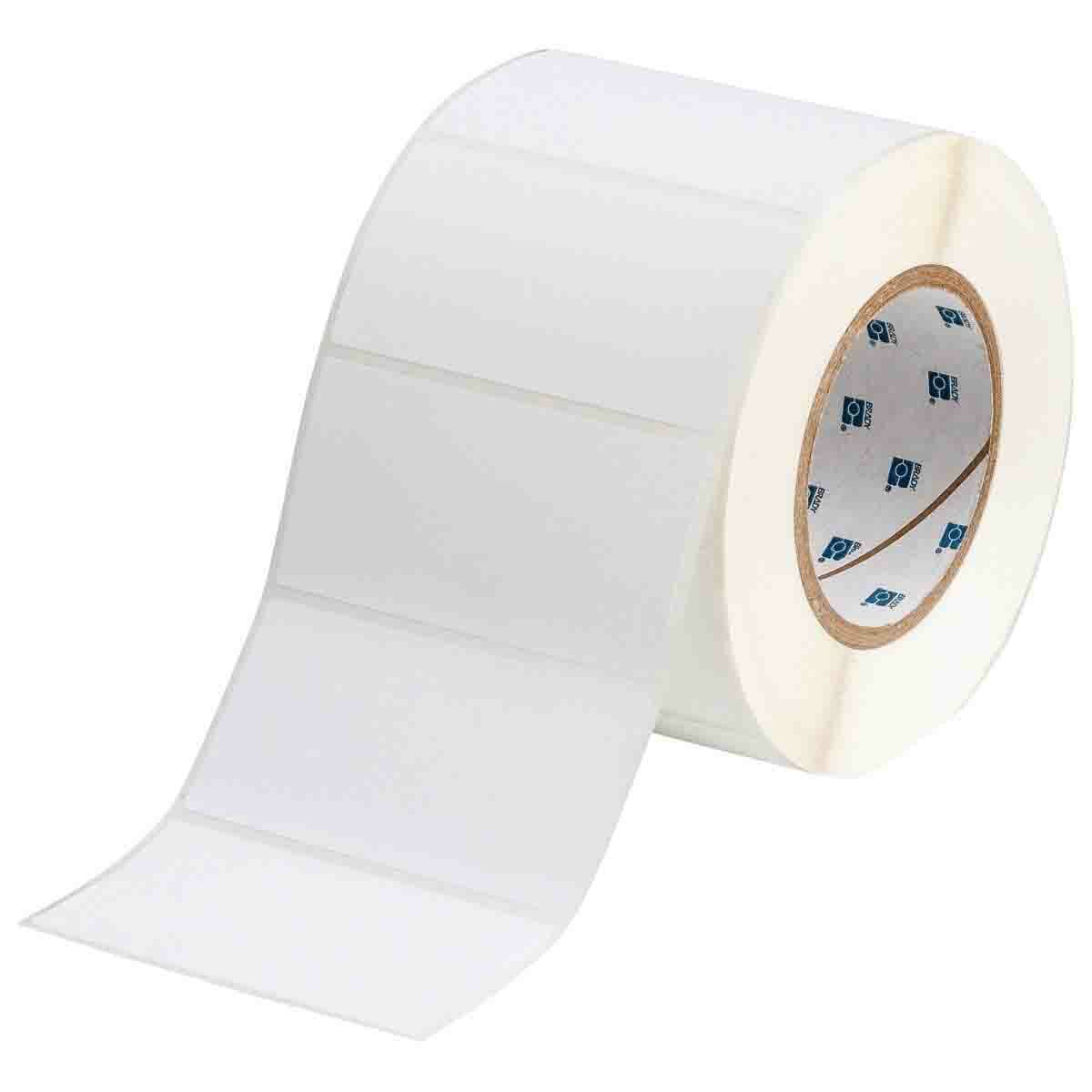 THT-55-489-1 ToughBond Rectangular Thermal Transfer Label, 2 in L x 4 in W, Blank Legend, White, B-489 Polyester