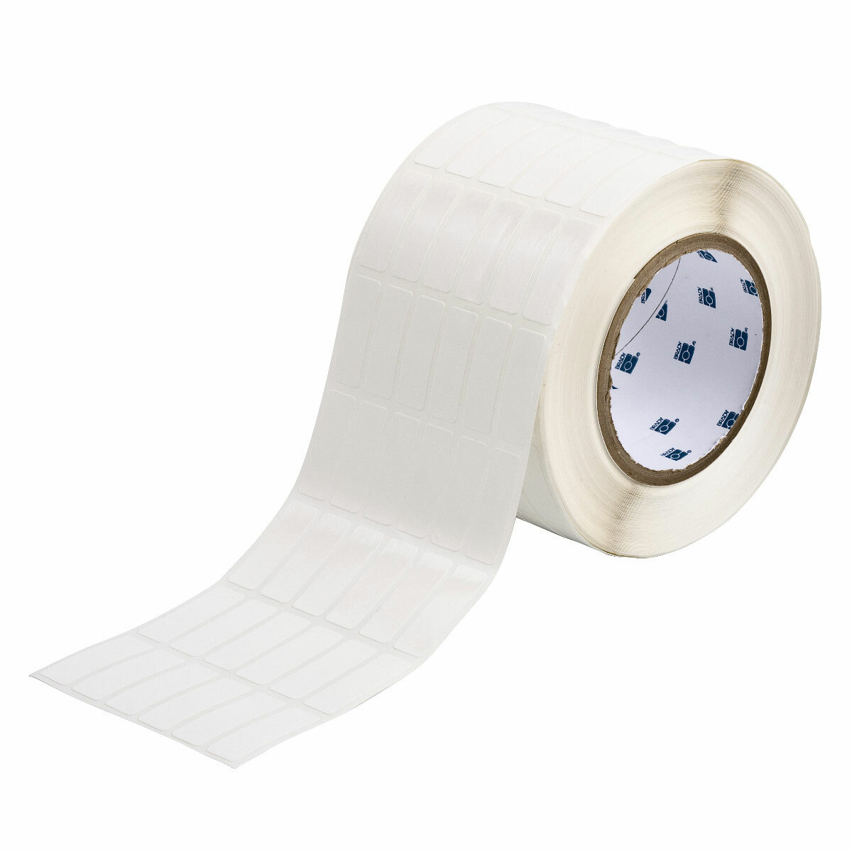 THT-87-498-5 CleanLift Rectangular Repositionable Thermal Transfer Label, 1.437 in L x 1/2 in W, Colored Write-On Area Legend, White, B-498 Vinyl Coated Fabric