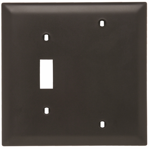 TP113 Combination Openings, 1 Toggle Switch and 1 Blank, Two Gang, Brown
