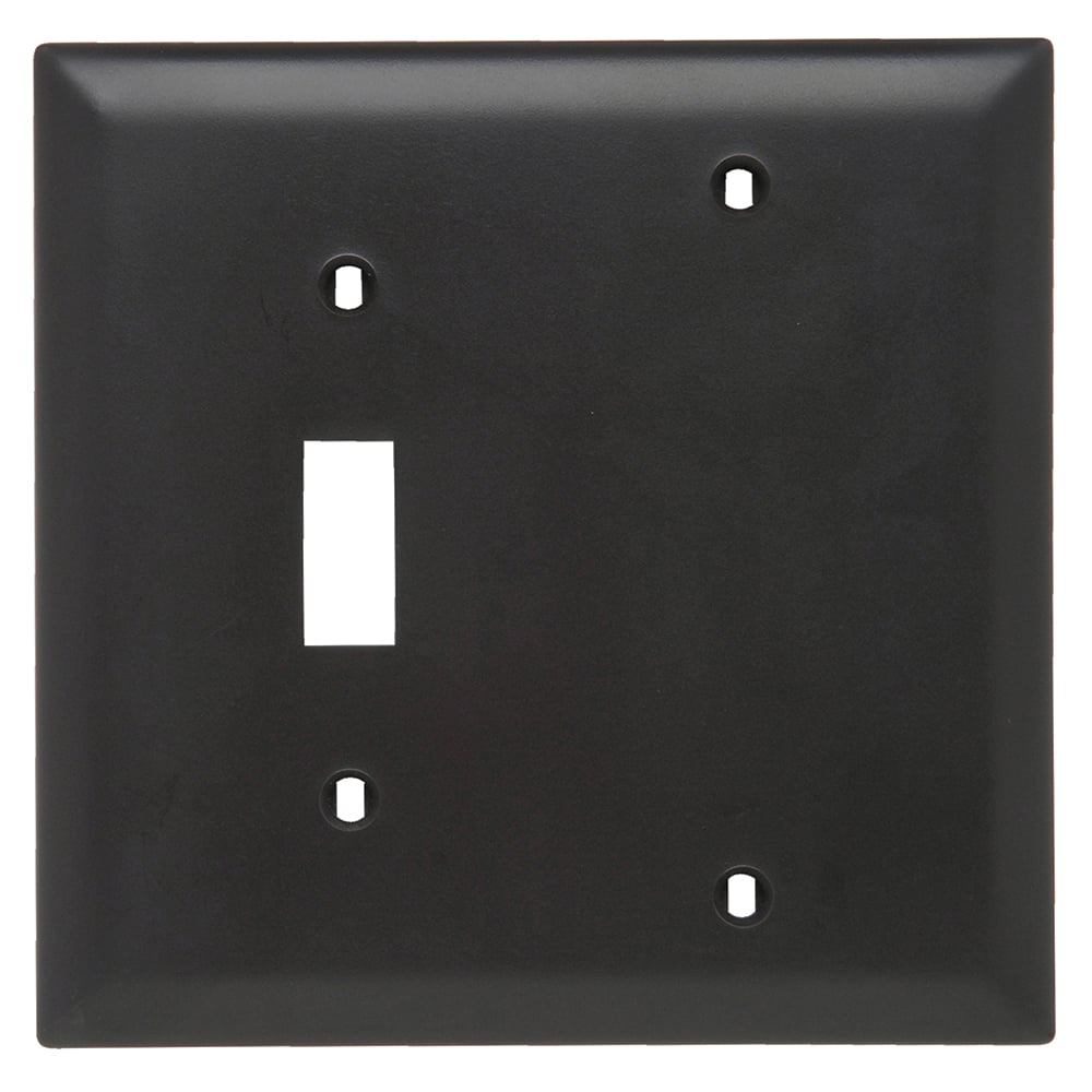 TP113BK Combination Openings, 1 Toggle Switch and 1 Blank, Two Gang, Black