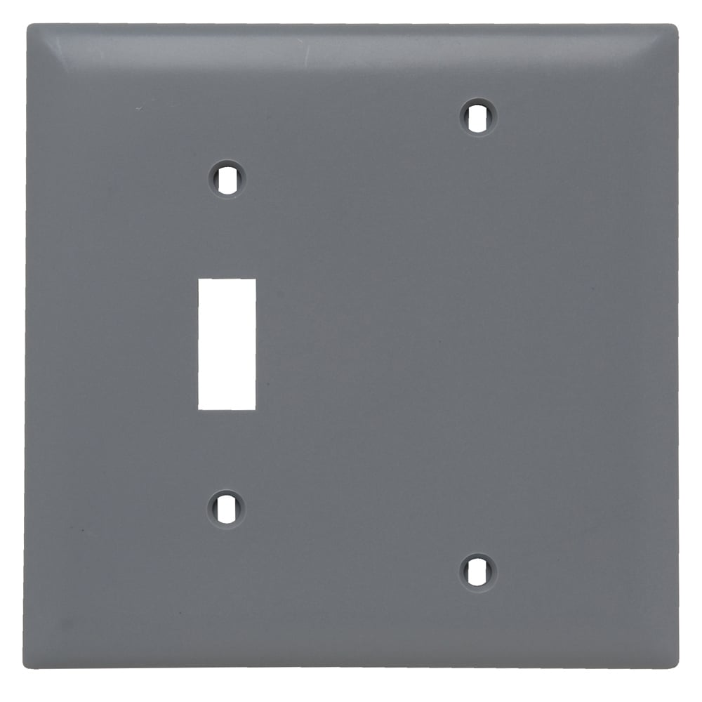 TP113GRY Combination Openings, 1 Toggle Switch and 1 Blank, Two Gang, Gray