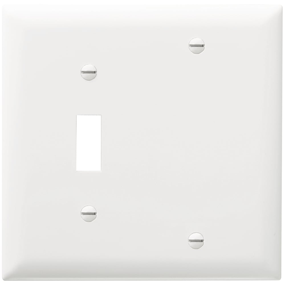 TP113W Combination Openings, 1 Toggle Switch and 1 Blank, Two Gang, White